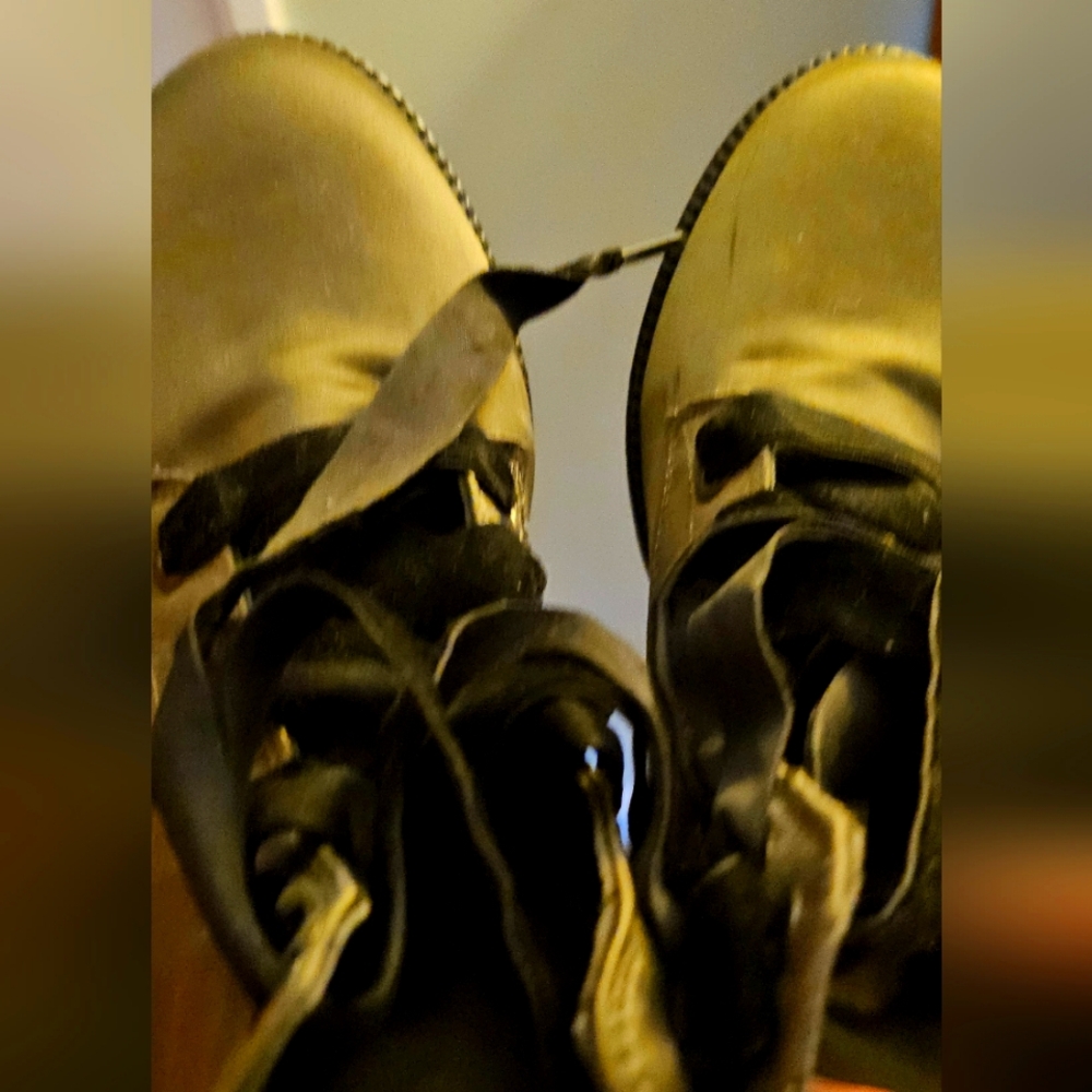 Chic Black and Gold Lace-Up Boots